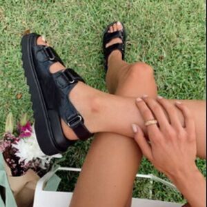 Princess Polly Black Platform Sandals with Straps